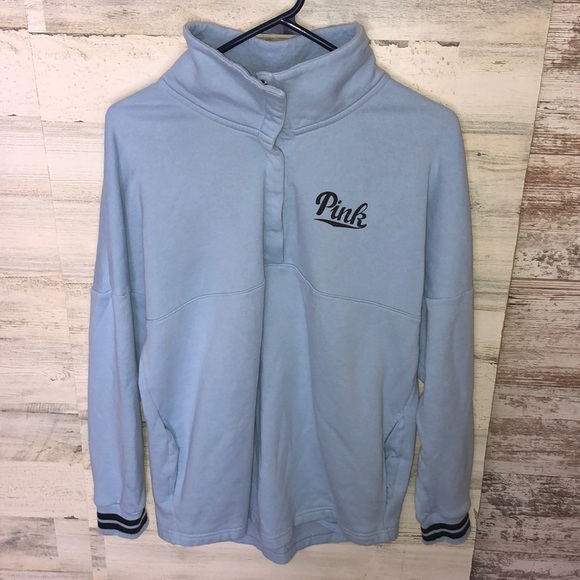 PINK Victoria's Secret quarter button up Blue/black Size small sweatshirt PINK‌ - Picture 4 of 10